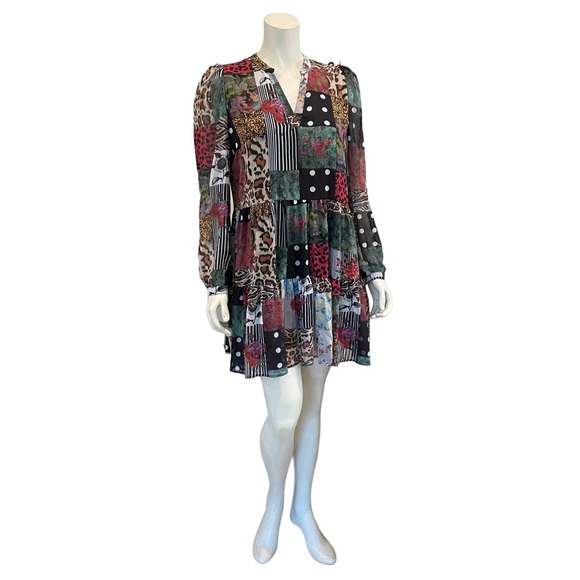 Desigual Dress Chiffon Patchwork Long Sleeve Minidress NEW w/tags - Picture 15 of 15